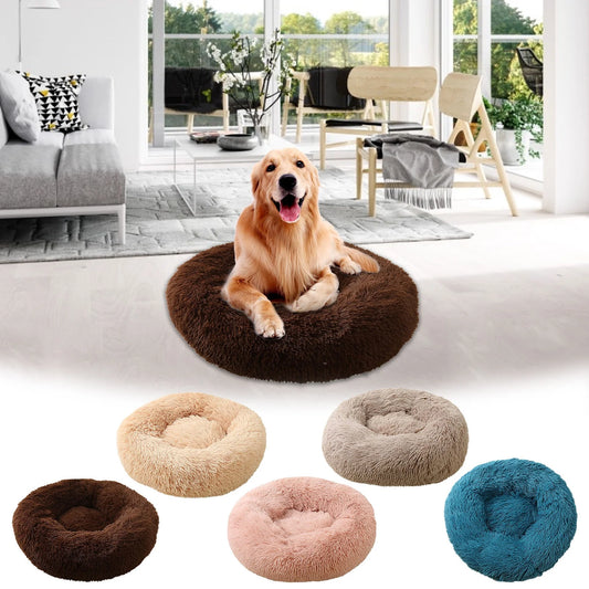 Calming Dog & Cat Bed, Anti-Anxiety Donut Cuddler Warming Cozy Soft round Bed, Plush Cushion Bed for Small Medium Dogs and Cats (16"/20"/24"/28"/32"/36")